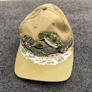Cayman Turtle Farm Sea Turtle Big Embroidered Snapback Hat Tan Wildlife